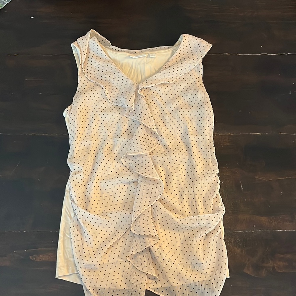 New York & Company Polka Dot Ruffle Blouse